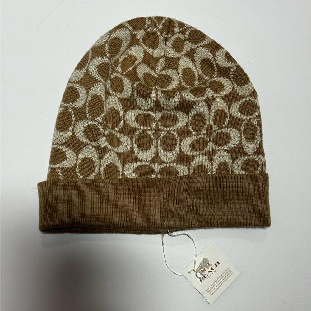 Coach NWT Metallic Brown Signature Beanie‎ - Picture 3 of 5
